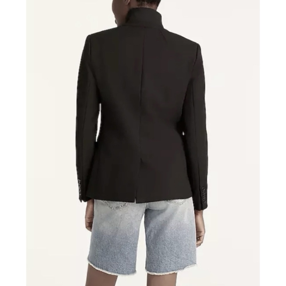 J.CREW Classic Black Stand Collar Wool Blend Single Button Regent Blazer Size 0 - Picture 3 of 11